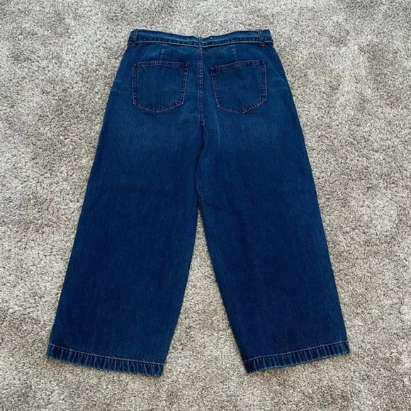 J. Crew Rayner Cropped Wide Leg Jeans Dark Wash 31 Self Belt NWT - Picture 3 of 10